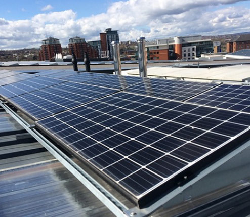 solar PV maintenance on a roof top in leeds
